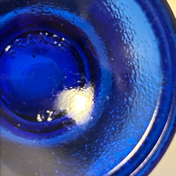 Arcoroc France Vintage Cobalt  Blue Glass Chicken Egg Cup Holders Hen On Nest 2 - Picture 16 of 16